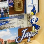 Large collage with over 65 items for the president of Creighton University. Close-up of the Creighton University mascot, Billy Bluejay.