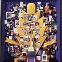 ESPY Awards collage commissioned by ESPN to celebrate 10th anniversary. Autographs of presenters are engraved in brass rays. Gold ribbons and stars add to the glamour of the Espy Awards.