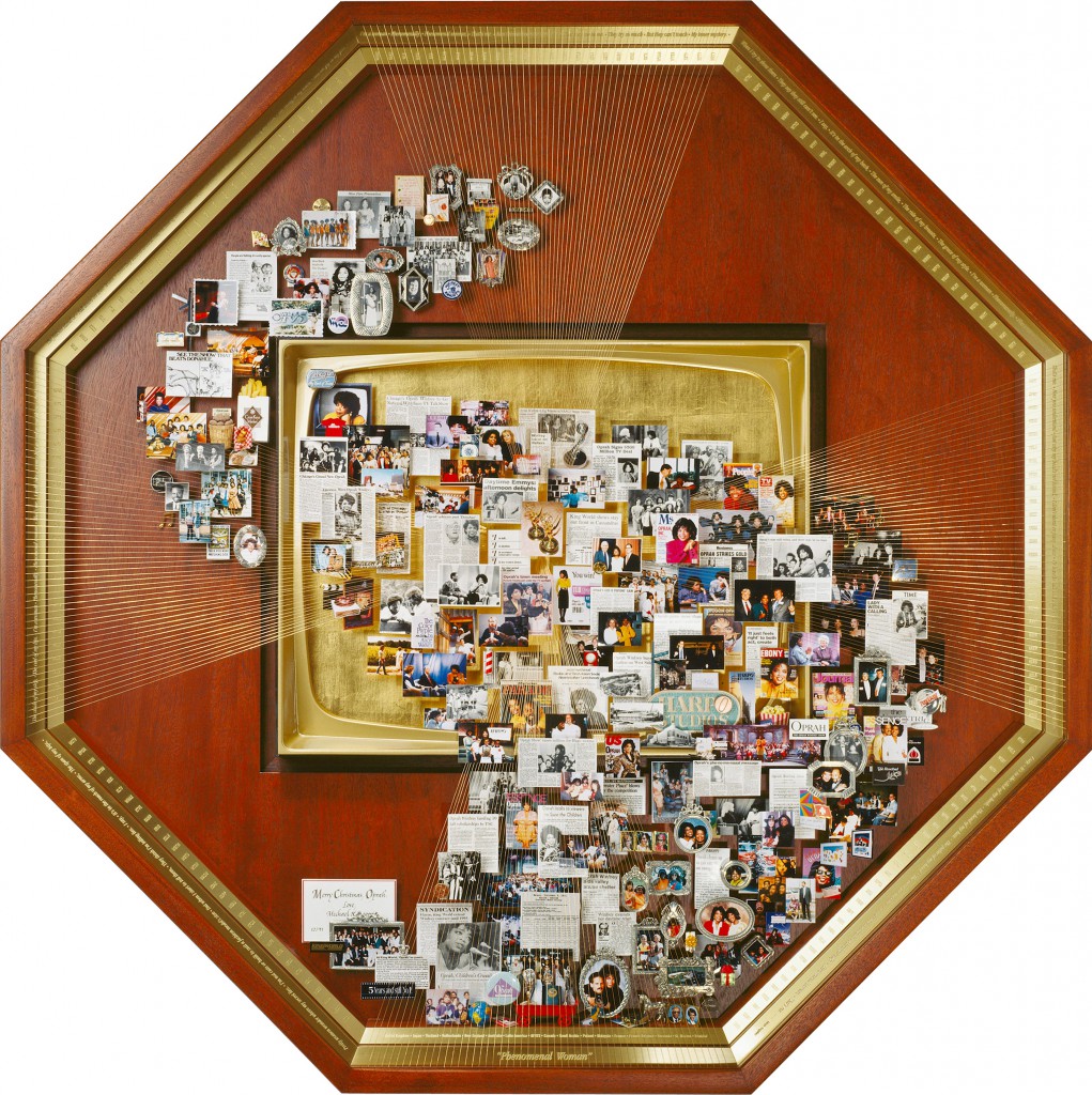 KingWorld Productions presented this artwork to Oprah Winfrey as a Christmas gift. The large collage celebrates her story from childhood to the success of The Oprah Winfrey Show.