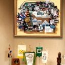 Large collage with over 50 items for the chairman of Ryland Homes. Image shows the collage hanging in the chairman’s office.