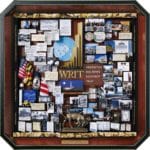 Washington Real Estate Investment Trust WRIT 50th anniversary lobby art. Includes Wall Street bull and bear, growth chart, state flags, gavel, New York stock exchange medallion