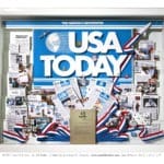 USA Today Art 5th anniversary commemorative art. Presented as a Founders gift. Includes first edition of USA Today, a quarter, space shuttle.