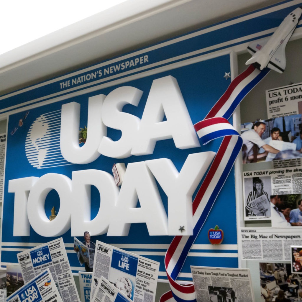 Close-up of USA Today logo at the top of collage