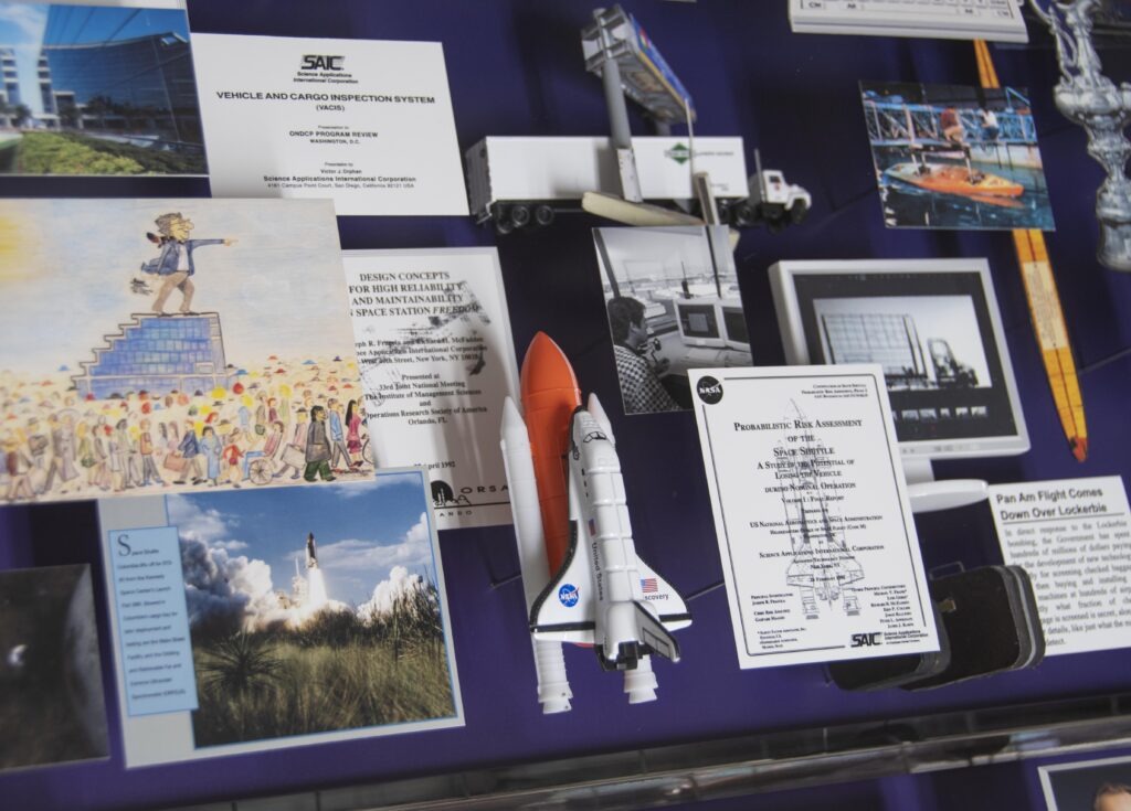 Close-up of 3D miniature objects in commemorative collage