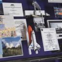 Close-up of 3D miniature objects in commemorative collage