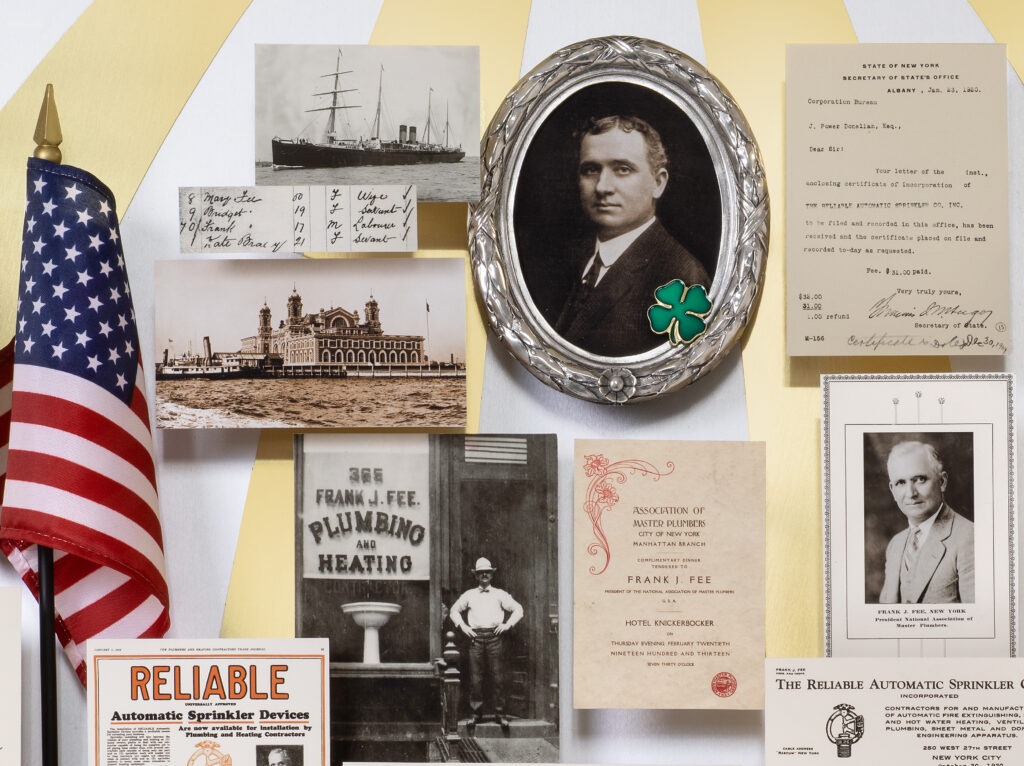 Close-up of 3D miniature objects in commemorative collage