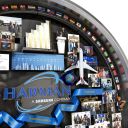Close-up of 3D miniature objects in commemorative collage