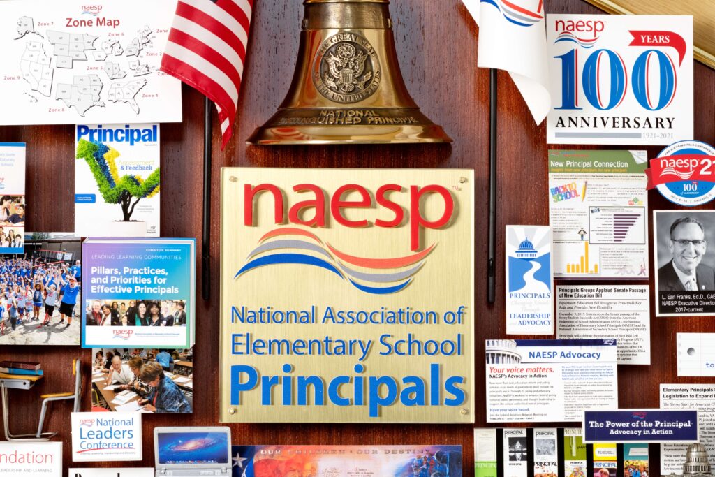 Close-up of NAESP logo in center of collage