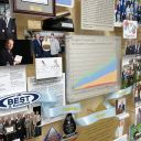 Close-up of graph in commemorative collage