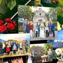 Close-up of wedding photos in commemorative collage
