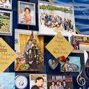 Close-up of 3D miniature objects in commemorative collage