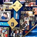 Close-up of 3D miniature objects in commemorative collage