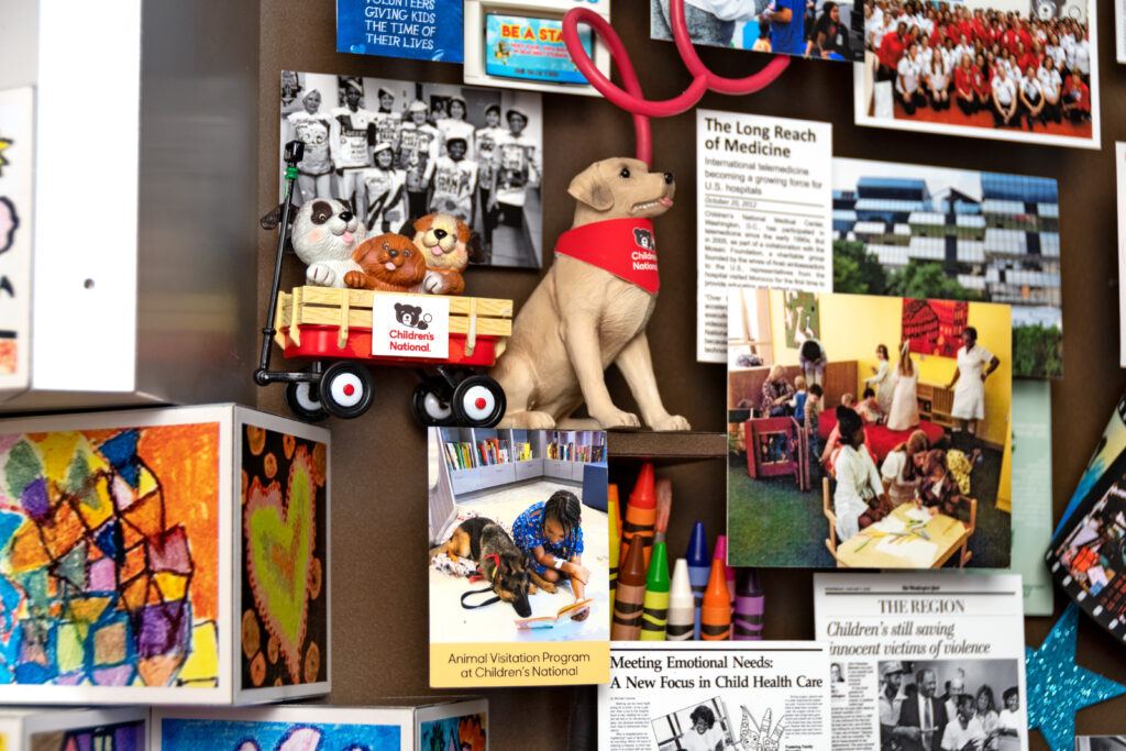 Close-up of 3D miniature objects in commemorative collage