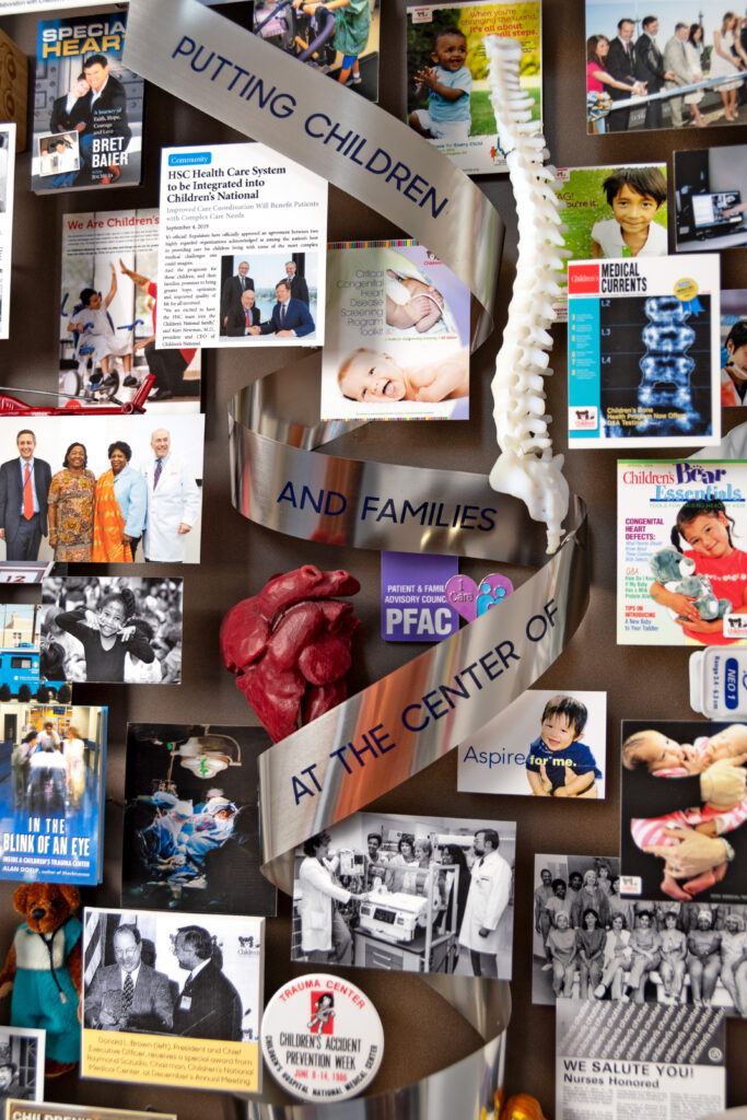 Close-up of 3D miniature objects in commemorative collage