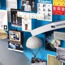 Close-up of 3D miniature objects in commemorative collage