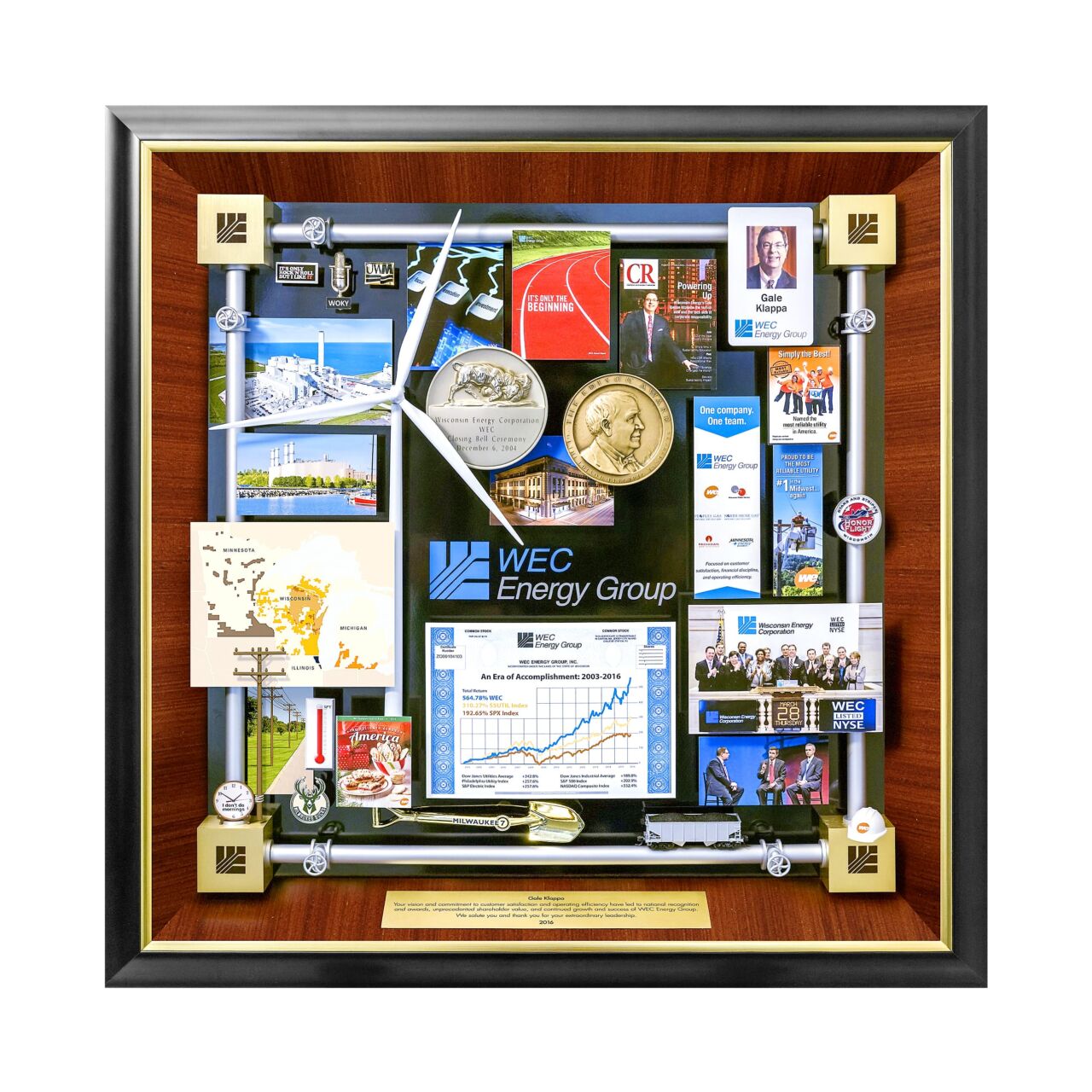 Shadow box collage for WEC Energy Group's CEO retirement
