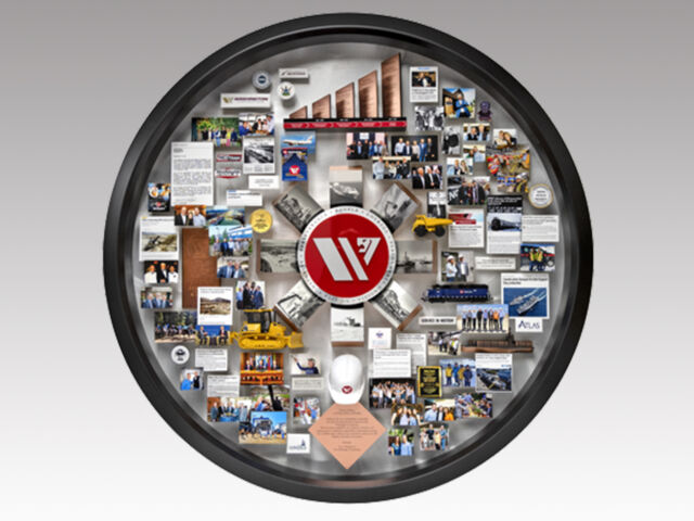 Retirement collage for The Washington Companies in circular frame