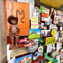 Close-up of 3D miniature objects in commemorative collage