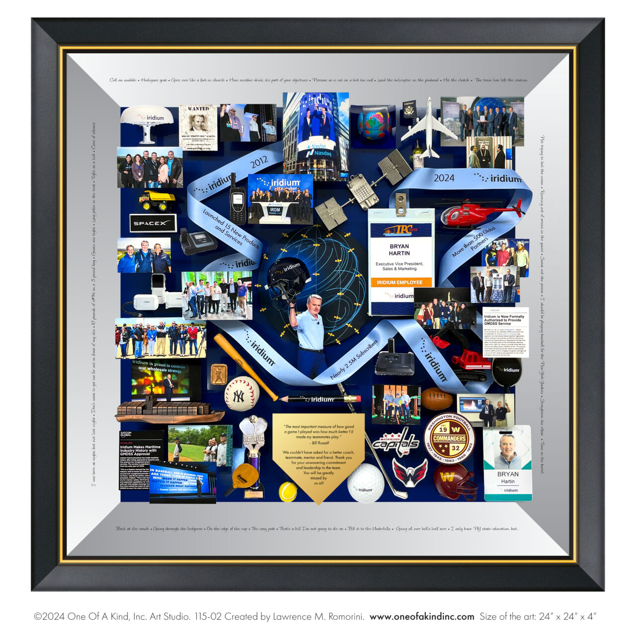 Square shaped retirement shadowbox for Iridium executive