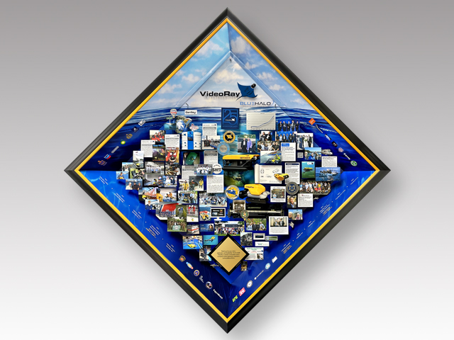 Diamond-shaped collage with ocean background for VideoRay