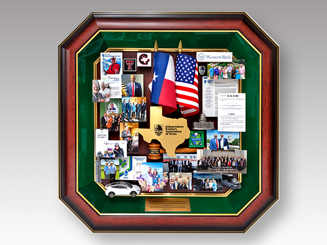 Octagon-shaped collage for Independent Bankers Association of Texas