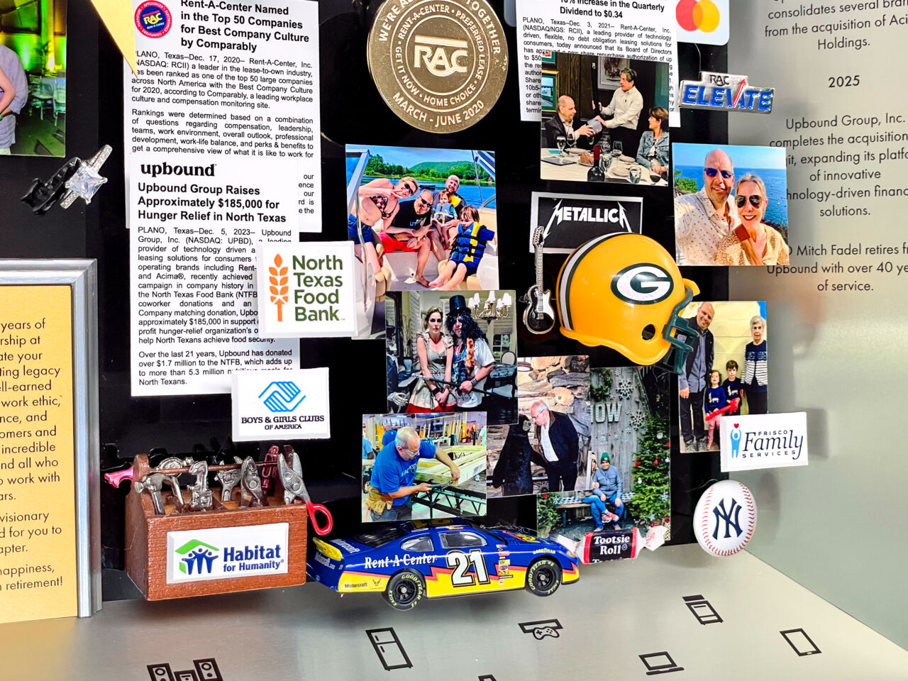 Close-up of 3D items in Upbound collage